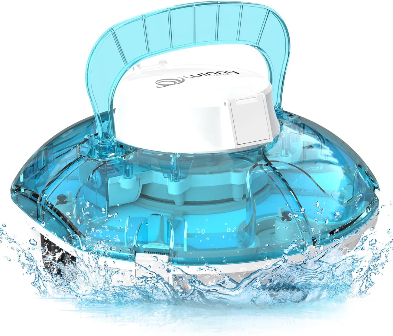 Winny 200 Robot Piscine, Aspirateur Piscine Sans Fil Avec Batterie, Autonomie 75 Min pour Piscines Hors-Sol 60m², Double Filtration,Stationnement Automatique(Transparent Bleu-Blanc)