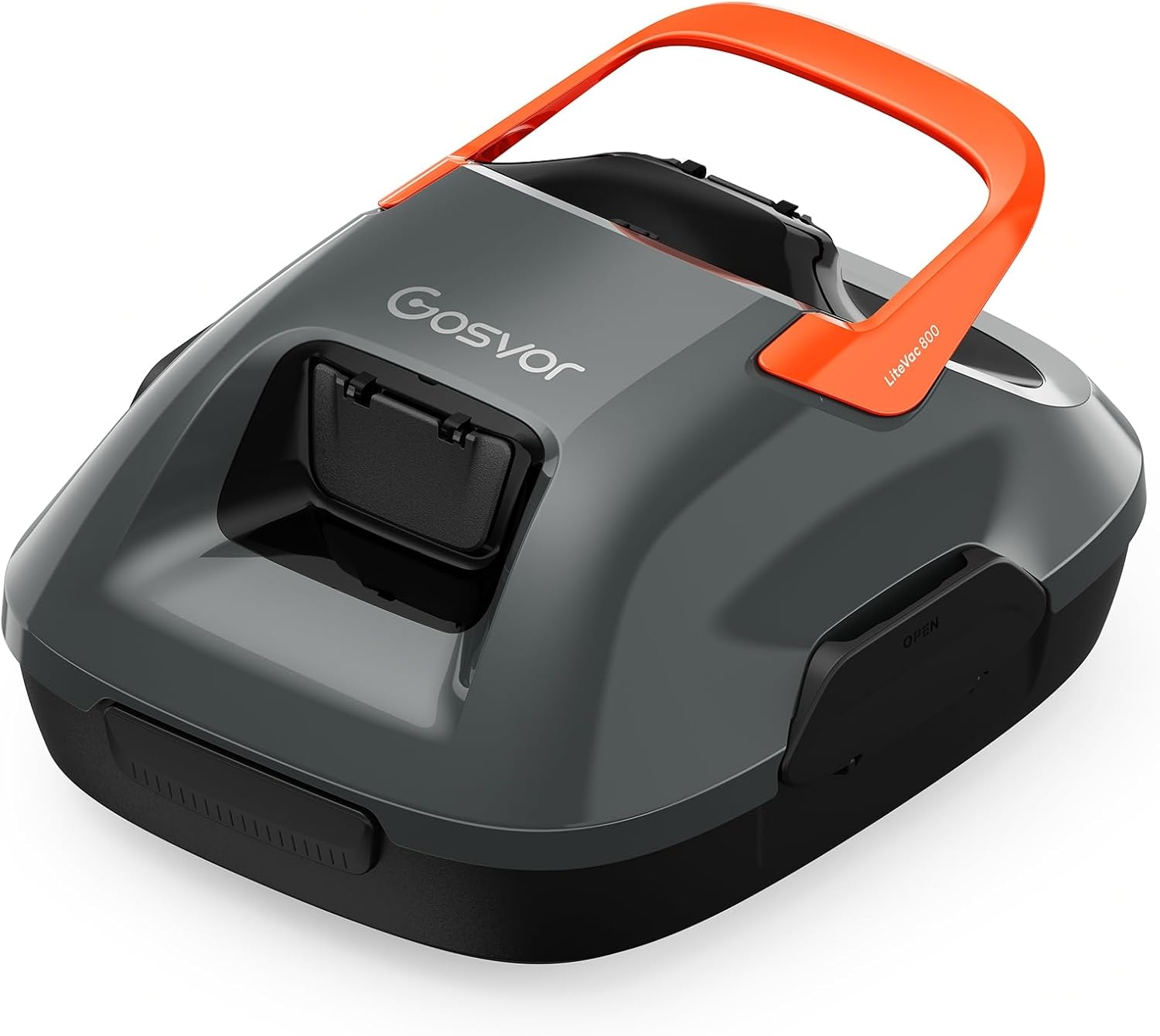 Robot Piscine sans Fil, Aspirateur Piscine avec Autonomie de 90 Minutes, Nettoyage Automatique avec Fonction de stationnement Automatique, Nettoyeur de Piscine Compact, Idéal pour 80㎡ Gris et orange