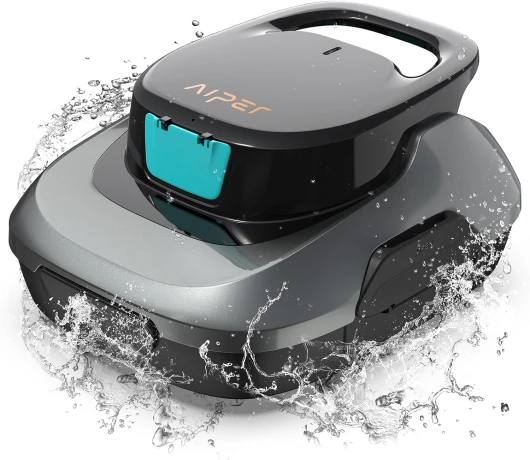 Scuba SE Robot Piscine, Aspirateur Piscine sans Fil, 90 Minutes de Nettoyage, Stationnement Automatique, Nettoyeur de Piscine Compact et Léger, Idéal pour Les Piscines Hors Sol 80㎡ (Améliorée) Gris