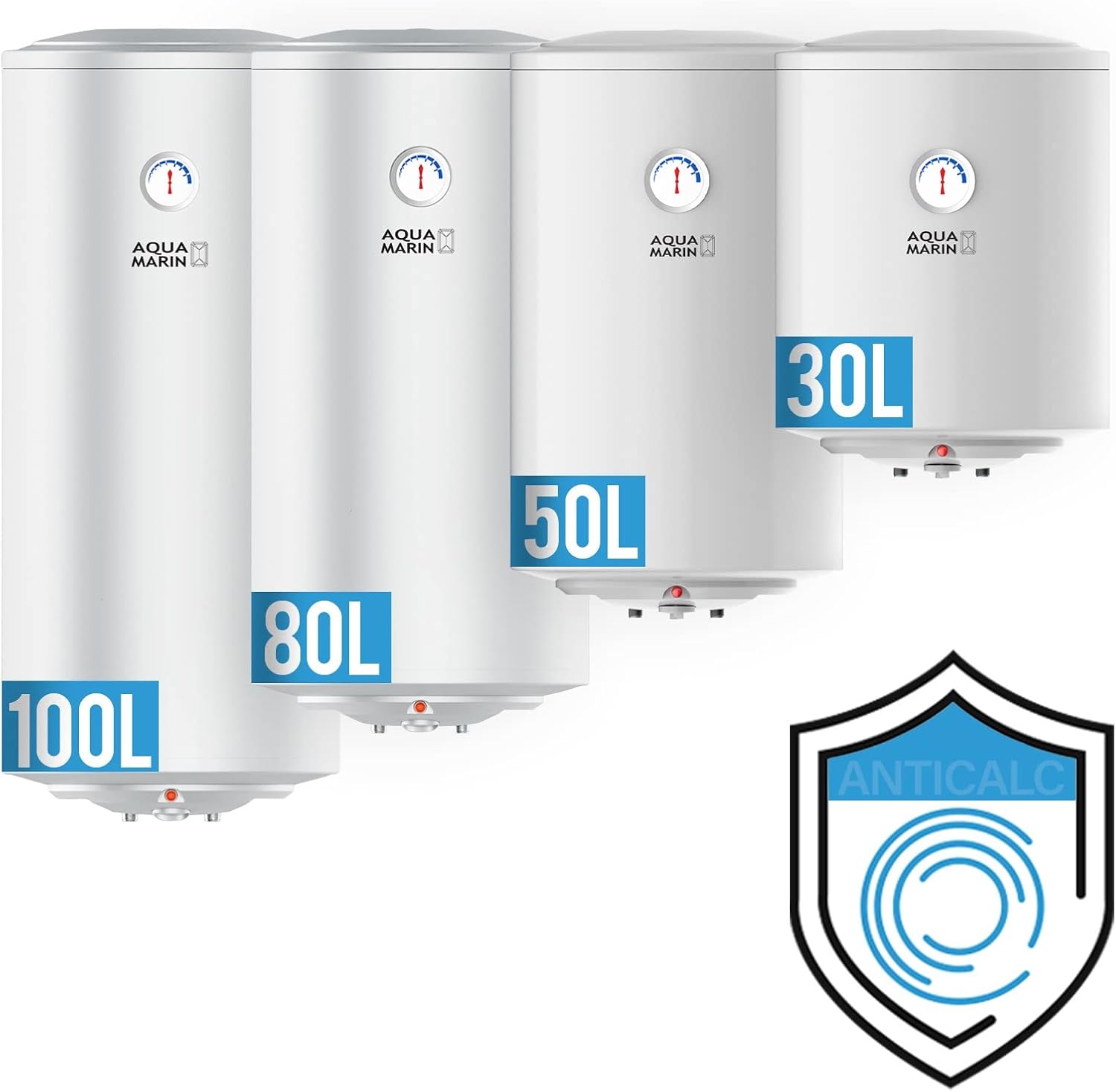 ® Chauffe-Eau Électrique - Modèle ANTI-CALCAIRE, Réservoir avec Capacité de 50 Litres, Thermostat à 75°C, 1.5 kW, CEE : C - Ballon d'Eau Chaude 50l