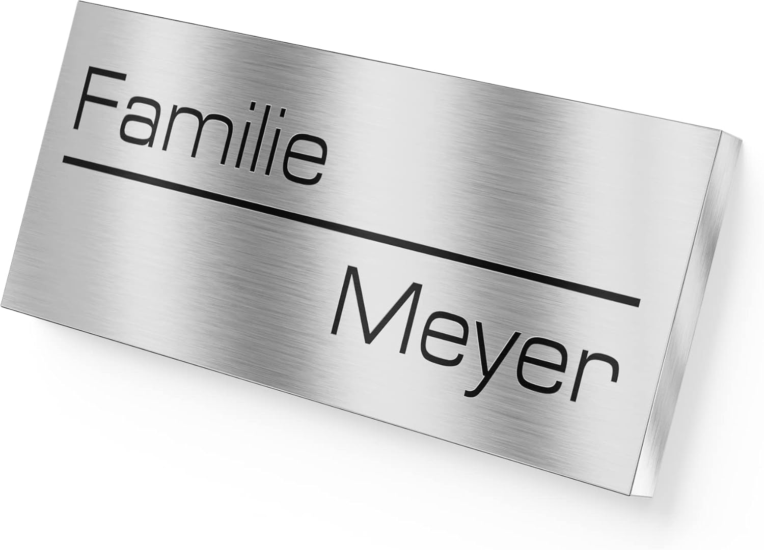Graviers Plaque nominative en acier inoxydable avec gravure en acier inoxydable – Plaque de boîte aux lettres avec nom pour la porte d'entrée – Plaque de porte, sonnette de porte 8,5 x 3 cm Namensschild 2 acier inoxydable