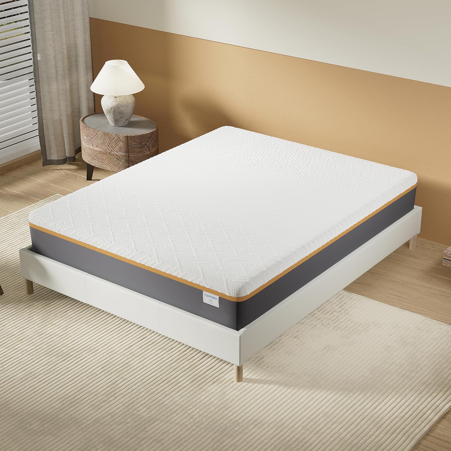 Matelas YPSILON « Ferme » 180x200cm - Technologie Hybride : Latex Naturel & Mémoire de Forme - Épaisseur 28cm – Soutien Ferme & Durable- Label sanitized (Anti bactérien/acarien) Ferme (orange) 180 x 200 cm