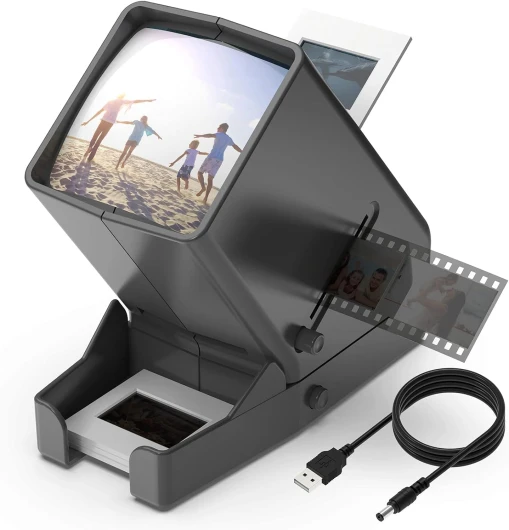 DIGITNOW! Visionneuse de Diapositives et de Films de 35 mm, 3X LED de grossissement Lumineux Visualisation éclairée, USB/Fonctionnement de la Batterie USB - pour 35 mm de glissière négatifs