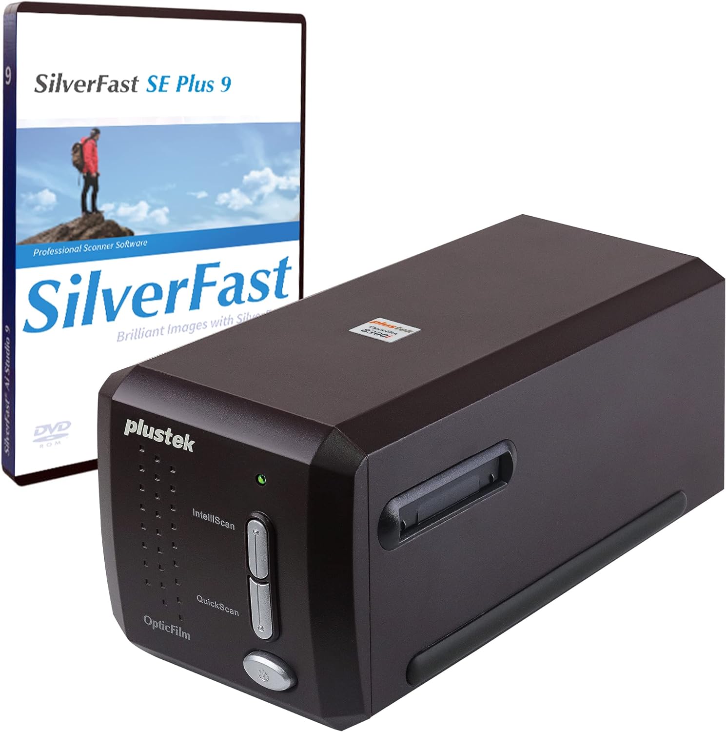 Plustek OpticFilm 8300i SE - Scanner à Rayures et Diapositives négatives de 35 mm avec Augmentation de la Vitesse de numérisation de 38%, Bundle SilverFast SE Plus 9 + QuickScan Plus