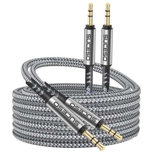 Câble Jack Audio 3.5mm [2 Pack 1m+2m] Câble Auxiliaire 3,5mm mâle vers mâle Cable Audio Stéréo en Nylon Compatible avec iPhone, iPod, iPad, Voiture, Casque, Autoradio, MP3, Smartphones et Plus