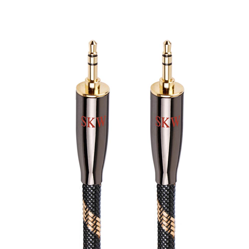 Câble auxiliaire SKW Audiophiles, câble Jack 3,5 mm avec câble Audio stéréo 6 mm pour subwoofer, Home cinéma, etc - (1M, Noir) 1M Or noir
