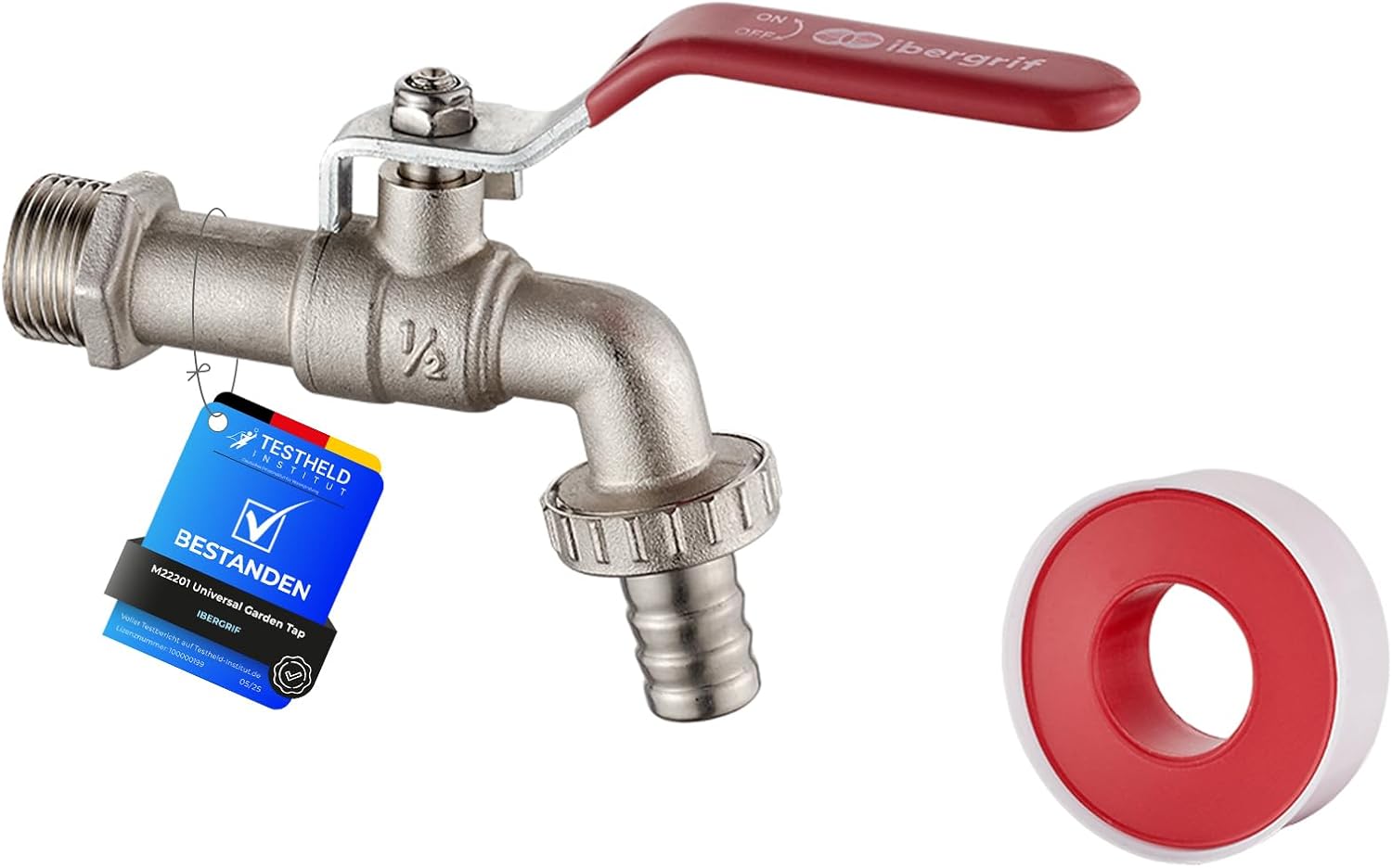 Robinet Exterieur Jardin 1/2 - Robinet Jardin avec Adaptateur, Robinet Antigel -10 ℃, Résistance à Haute Température 120 ℃, Antirouille, Robinet D'arrosage à Sphère, Laiton 1/2 raccordement de conduite d'eau