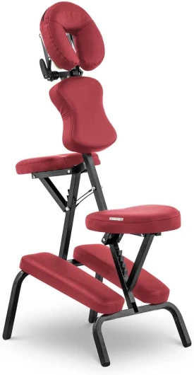 Physa wellness & lifestyle Montpellier Red Chaise De Massage Assis Pliante Transportable Professionnelle (Cadre : Acier, Revêtement : PVC, Capacité : 130 kg, Sac Compris)