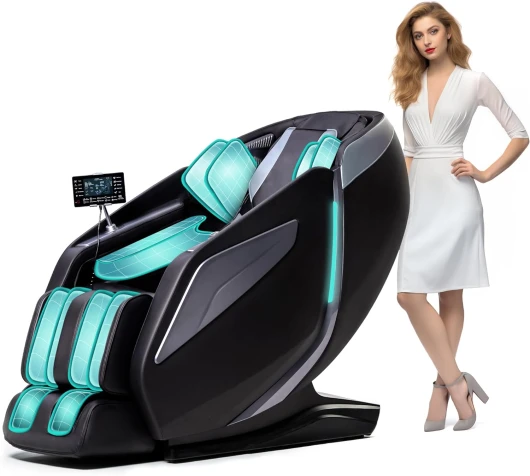Fauteuil de Massage pour Tout Le Corps - Chaise de Massage Intelligente Zero Gravity - Mains robotiques 3D avec Rail SL - Fauteuil de Relaxation Bluetooth (Nior) Noir