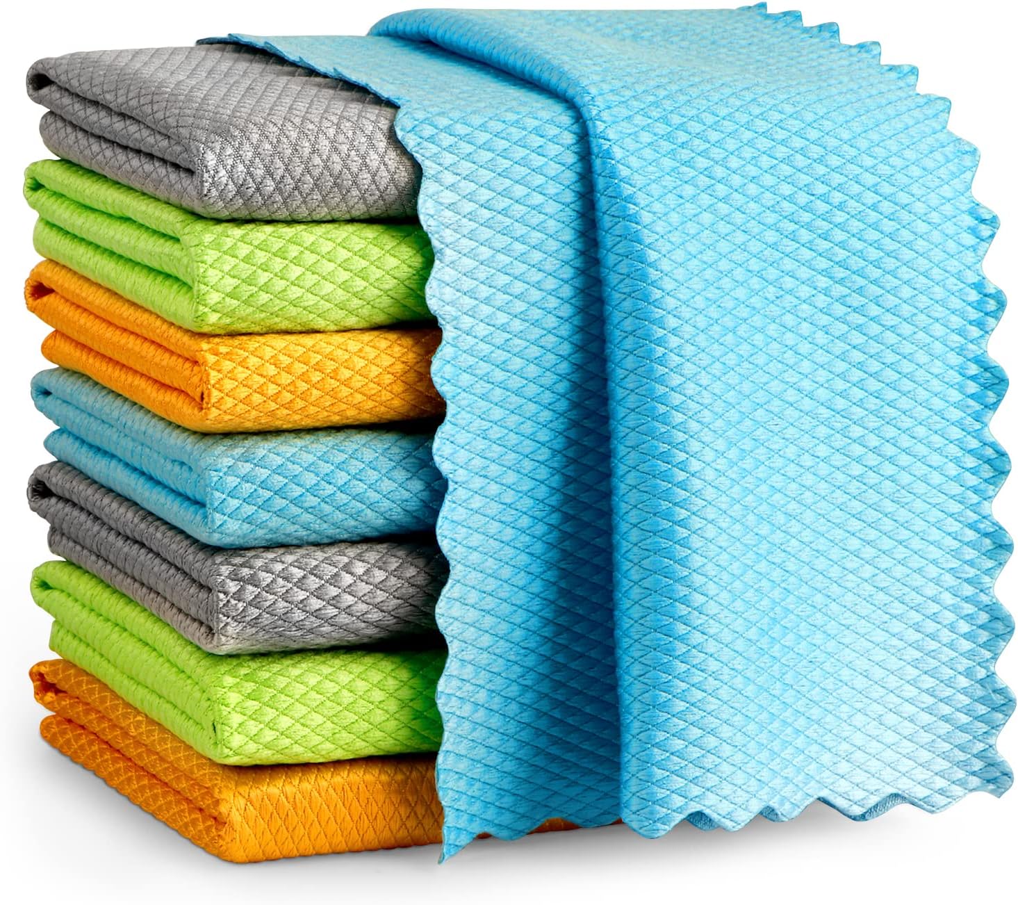 AIDEA Lot de 8 Chiffons de Nettoyage en Microfibre pour vitres et vitres, Non Pelucheux, Nettoyage Rapide des fenêtres, Lunettes, Pare-Brise, miroirs, Acier Inoxydable - 30 x 30cm 12"x12"