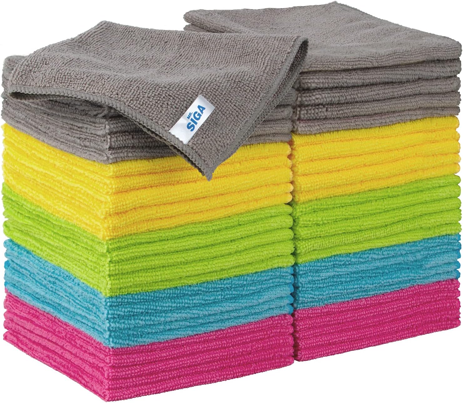 MR.SIGA Chiffons de Nettoyage en Microfibre, Lavette Microfibre Serviette Tout Usage, Lot de 50, Taille 30 x 30 cm