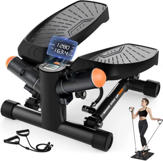 Mini Stepper pour la Maison avec Power Ropes Stepper Fitness Up Down Swing avec écran Intelligent pour la Maison, Home Trainer 150 kg 03-Niveau de résistance réglable