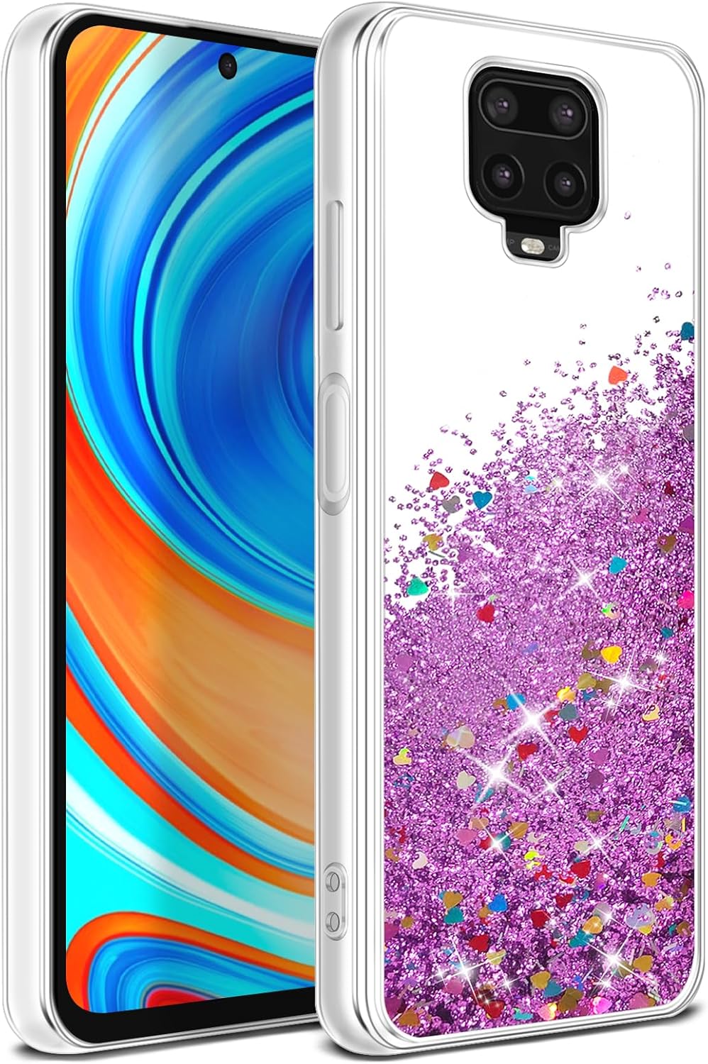 Qiinogow Coque pour Xiaomi Redmi Note 9 Pro/Note 9S, Coque Paillette Quicksands avec Sable Mouvant Liquide, Clear TPU Silicone Anti Choc, pour Filles (Violet) Xiaomi Redmi Note 9 Pro/Note 9S Violet
