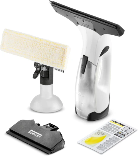 Nettoyeur de Vitres WV 2 Plus N, Autonomie de Batterie : 35 min, Affichage de la Charge de Batterie LED, 2 Raclettes, Pulvérisateur avec Microfibres, 20 ml Nettoyant Vitres Concentré