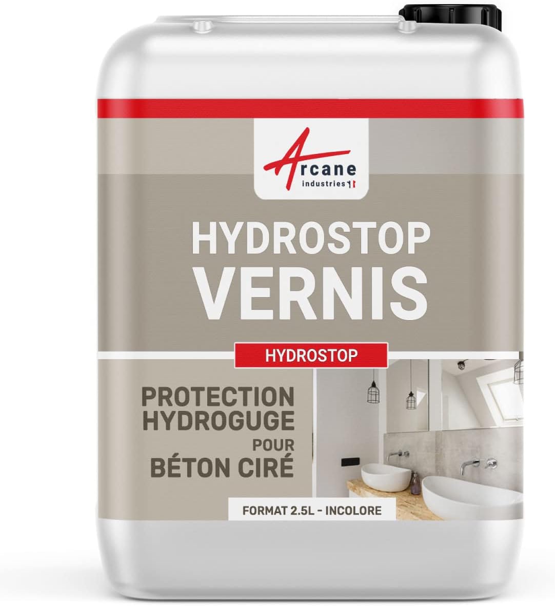 Cire, pour béton ciré, anti-tache, hydrofuge, imperméabilisant : Hydrostop - 2.5 L - ARCANE INDUSTRIES