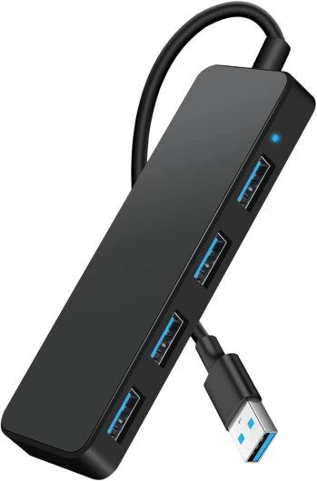 Hub USB 3.0, 4 Ports Multiprise USB, Ultra Fin 5 Gbps Adaptateur Multi USB, Répartiteur pour MacBook Pro/Air, iMac, Surface Pro, XPS, PC, Souris, Imprimante, Clavier, Dell, Disque Dur