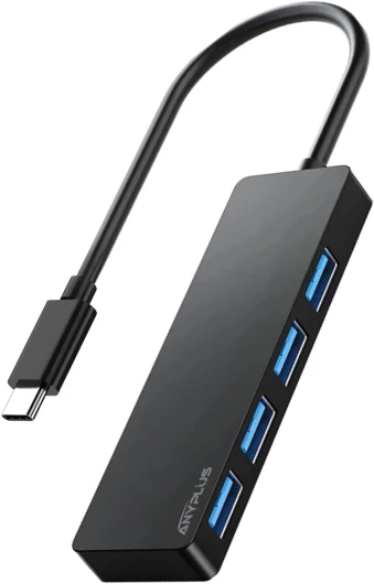 ANYPLUS Adaptateur USB C vers USB 3.0 Hub Multiport 4 Ports 5Gbps Compatible MacBook, Mac Pro, iMac, Surface, XPS, Flash Drive, Mobile HDD Black