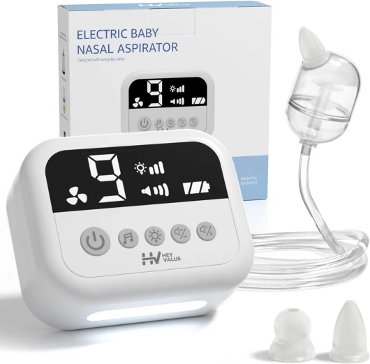 Aspirateur nasal Mouche-bébé électrique -9 forces d'aspiration Aspirateur à sécrétions nasales Aspirateur pour bébé rechargeable avec musique blanc 9 Niveaux 1