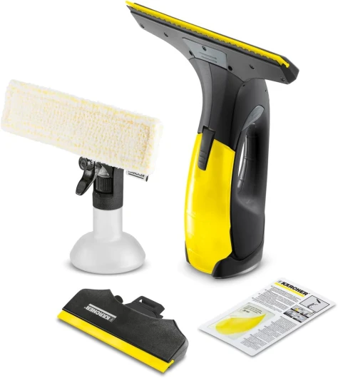 Nettoyeur de Vitres WV 2 Black Edition, Autonomie de Batterie : 35 min, Affichage LED, 2 Raclettes, Pulvérisateur avec Microfibres, 20 ml Nettoyant Vitres Concentré