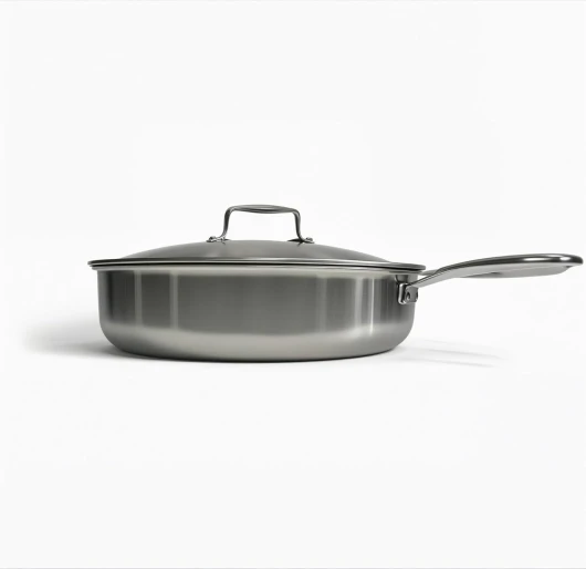 ® Poêle en Acier Inoxydable Triply Inox 18/10 sans PFAS/PFOA/PTFE/Cadmium et Sans Revêtement Antiadhésif (Sauteuse 28cm avec couvercle)