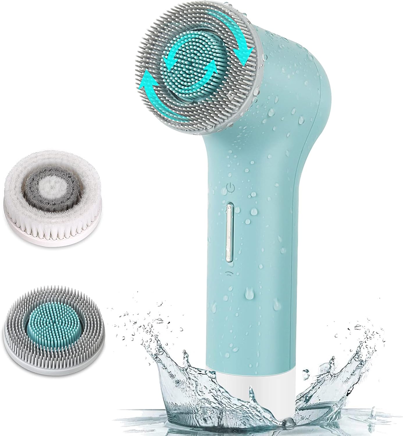 Brosse Nettoyante pour le Visage IPX7 Etanche Appareil de Nettoyage Electrique Beauté Brosse Faciale Batterie 2500mAh pour Tous les Types de Peau Nettoyage en Profondeur/Exfoliation/Massage Bleu