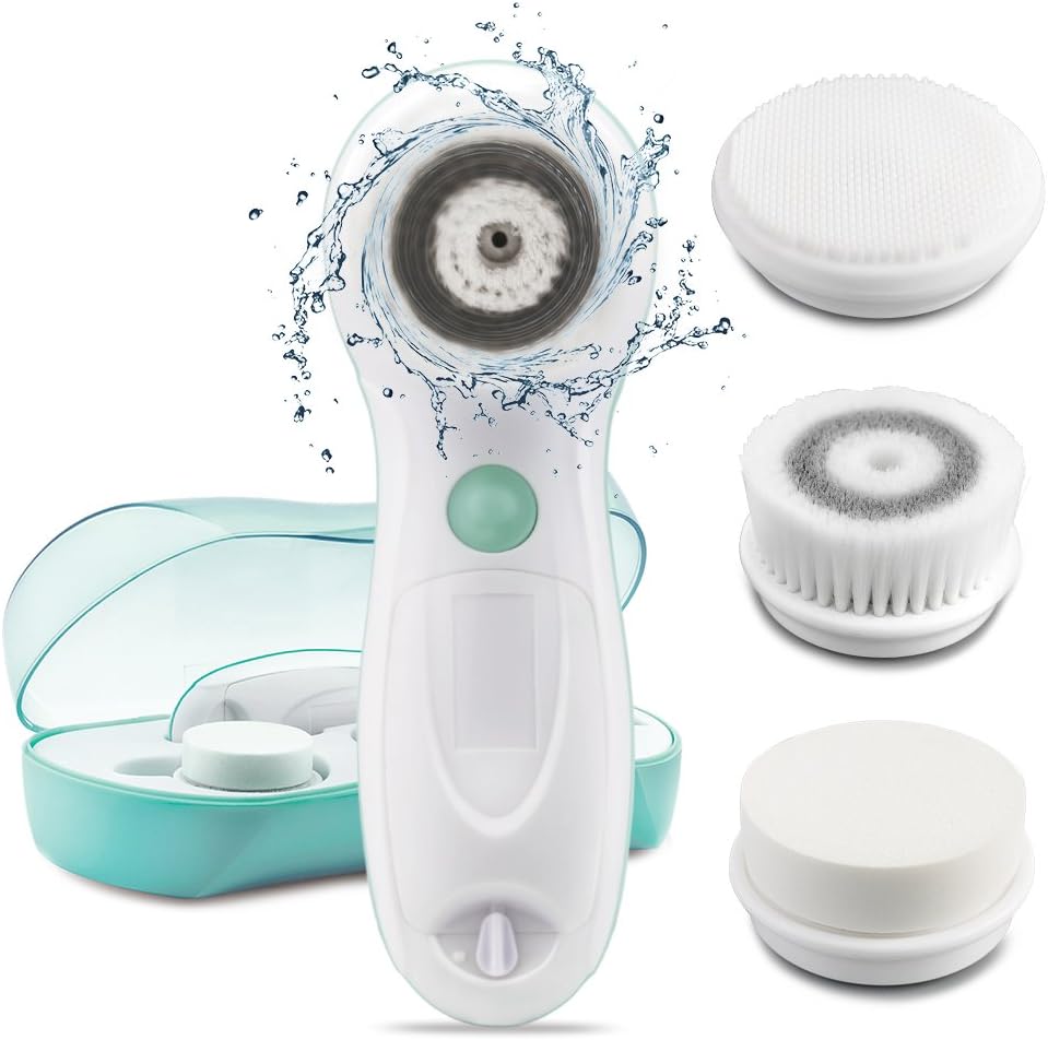 TB-0759A 3-in-1 - Brosse nettoyante pour le visage - Appareil de massage du visage, électrique, imperméable, fonctionne sur piles Menthe Vert