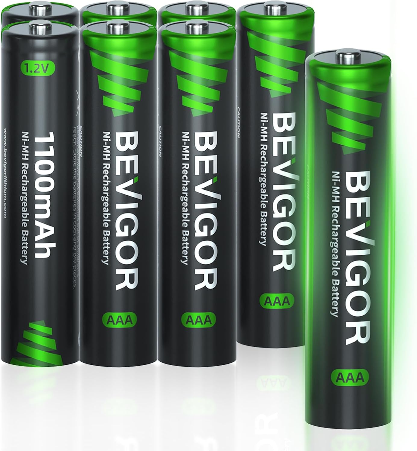BEVIGOR 8 Piles Rechargeables AAA 1100mAh 1.2V NiMH, Haute Capacité, Préchargées AAA Lot de 8