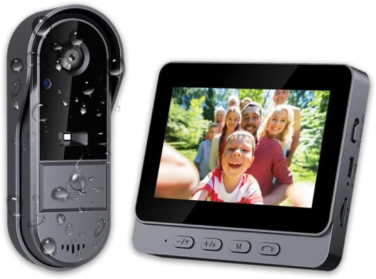 Sonnette sans Fil avec Caméra 1080P Étanche IP67, Visiophone Vidéo Extérieur avec Écran 4.3", Angle de Vision 170°, Vision Nocturne, Interphone Vidéo pour Maison, sans WiFi et APP Visiophone Écran 170°