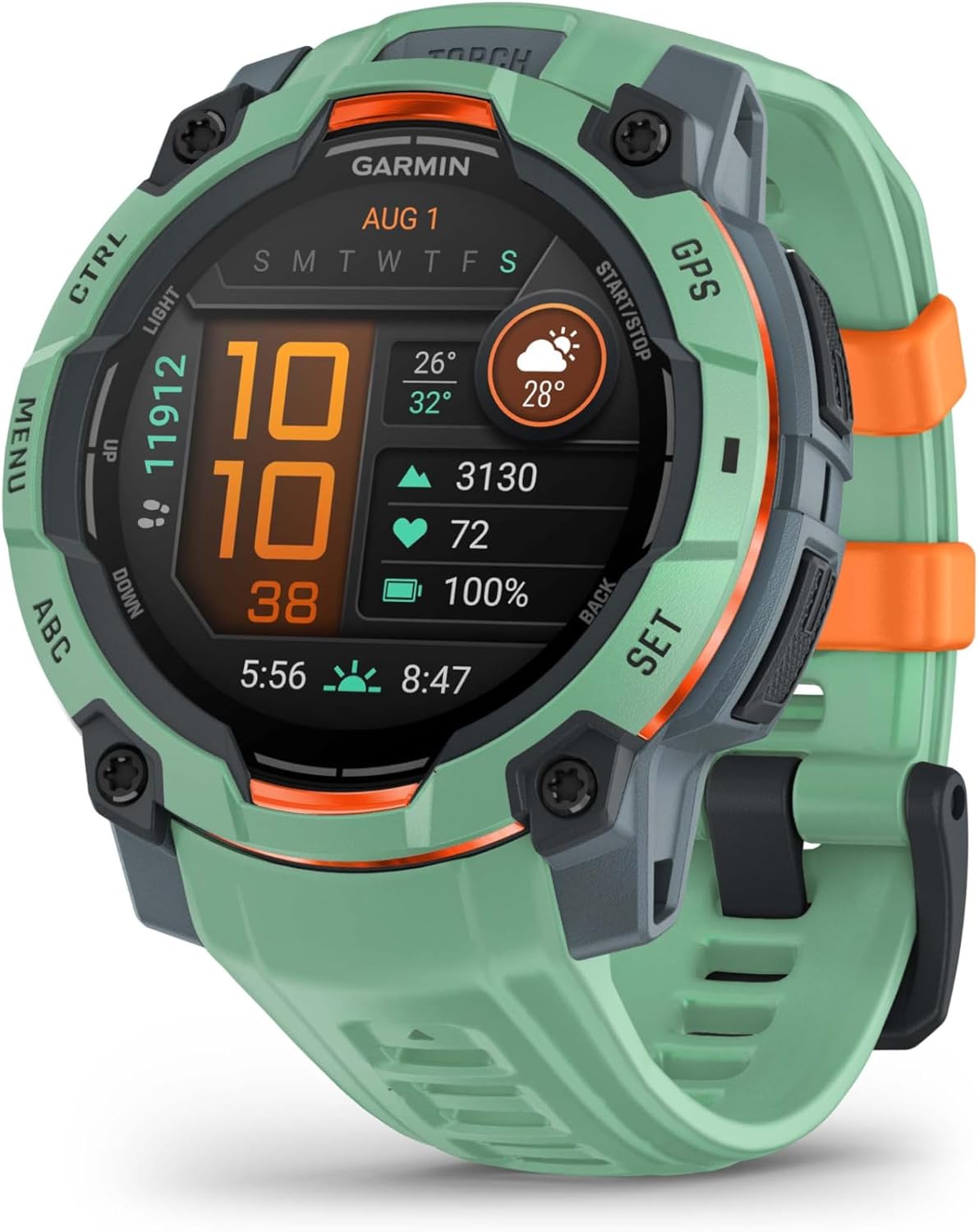 Instinct 3, AMOLED - Montre GPS Robuste et connectée – Vert d'eau avec Bracelet Vert d'eau – Boîtier 45 mm Vert d'eau 45mm