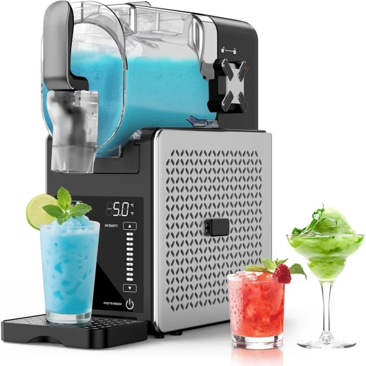 Slush Machine – Machine à slushie de 2,5 L, pas besoin de glace, avec écran LED, 6 programmes prédéfinis pour margaritas, frappés, milkshakes et service doux, fonctionnement à un bouton, nettoyage