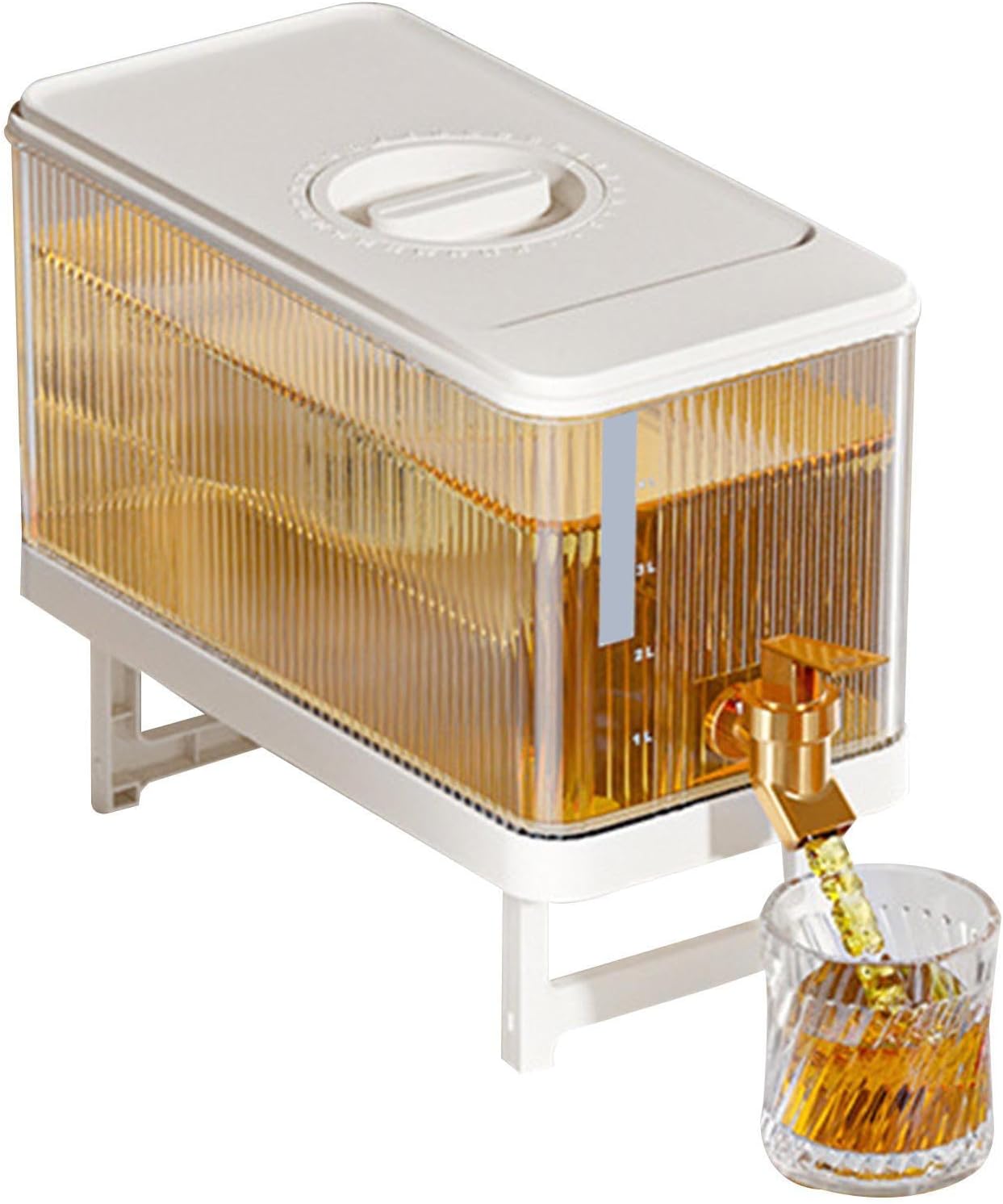Dispensateur De Boissons Au Réfrigérateur, Distributeur De Boissons Glacées - Dispensateur De Boissons Glacés, Récipient De Boissons, Robinet Et Filtre, 4,5 L De Grande Capacité, Distributeur De Boiss White