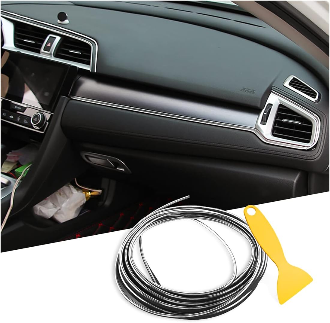 CGEAMDY Garniture Moulage Intérieure de Voiture, Bande Garniture Flexible Ligne Intérieur pour Voiture Universels, Décoration Extérieure Moulures Garnitures Bande Ligne pour Voiture (Argent)