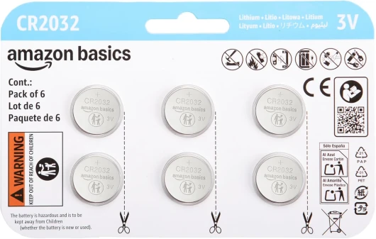 Lot de 6 piles bouton CR2032 au lithium, 3 V, puissance longue durée, sans mercure Lot de 6 CR2032