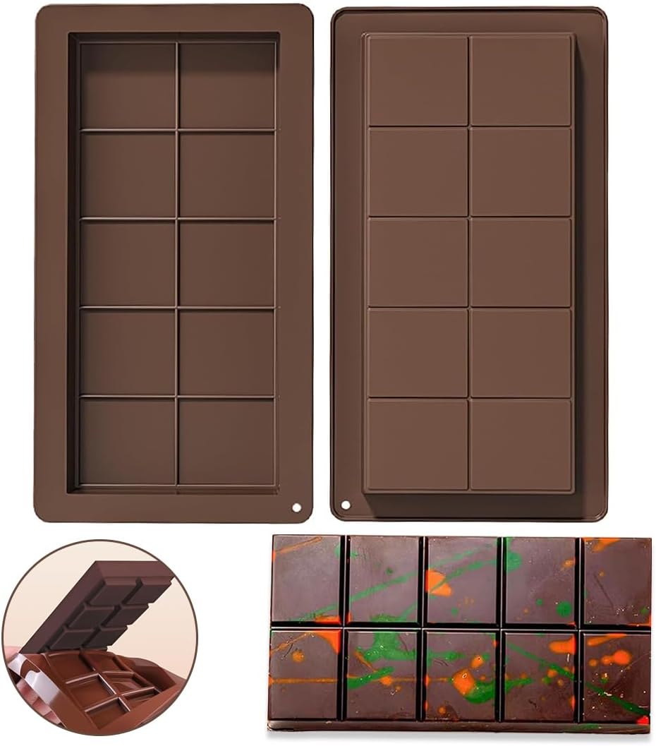 Lot De 2 Moule À Tablette De Chocolat Profond,Moule À Chocolat En Silicone, Moules À Barres De Chocolat De Dubaï,Moule à Chocolat Antiadhésif Pour Morceaux De Chocolat Protéiné Barre