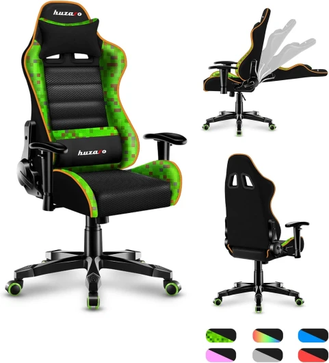 Ranger 6.0 Chaise Gaming - Charge jusqu'à 130 kg - Réglable Hauteur - Appuie-tête - Soutien Lombaire - Parfait pour Poste PC Gamer - Tissu Respirant - Design Ergonomique - Motif Pixel