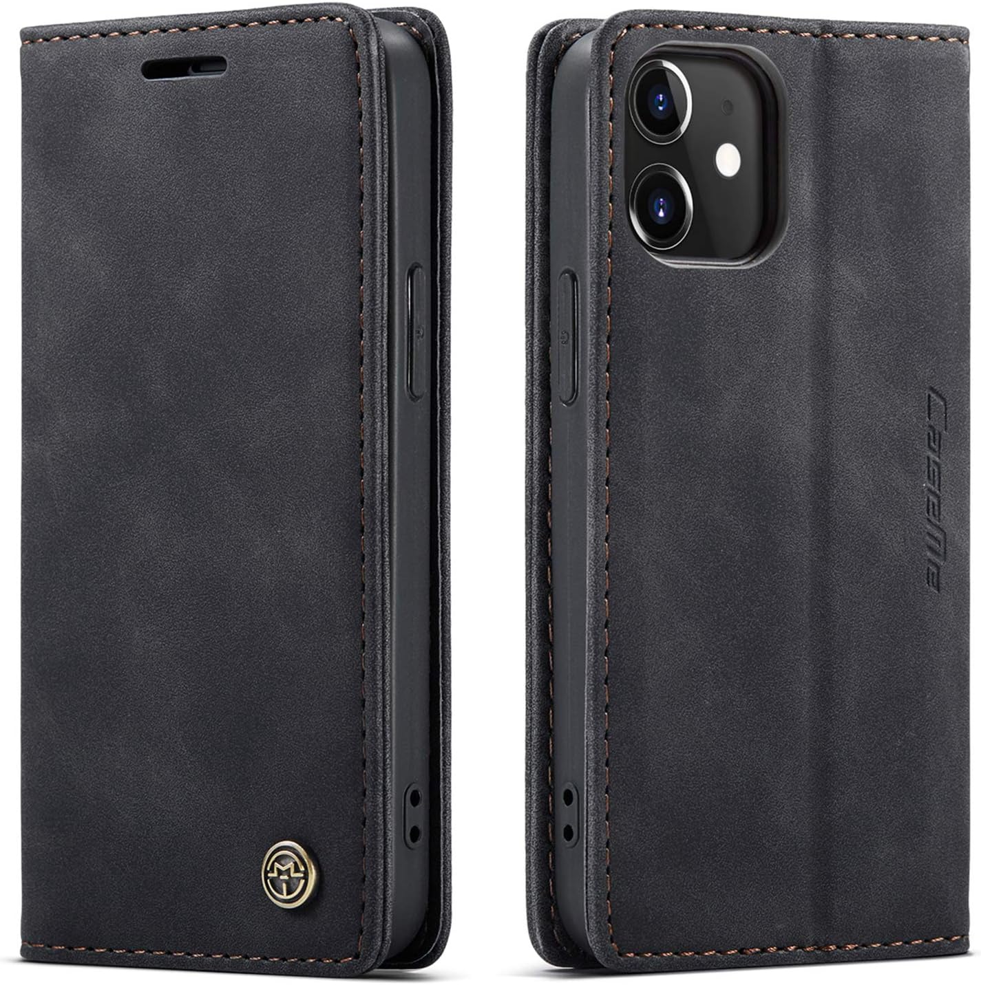 Phernykas Coque pour iPhone 12 mini 5,4 Pouces Étui de Wallet Cover, Housse Flip en Cuir Premium PU Portefeuille Case, [Fentes pour Cartes] [Magnétique][Antichoc] [Kickstand] Housse mini 12 Case, Noir iPhone 12 mini Noir