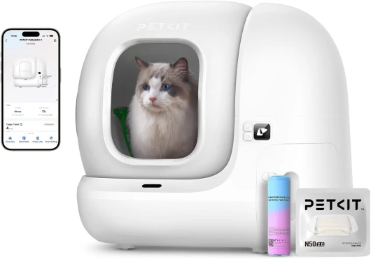 Pura Max 2 Litiere Chat Autonettoyante, Bac à Litière Autonettoyante Amélioré, Anti-fuites/Anti-pincement/xSecure/Contrôle APP/pour Plusieurs Chats(Pas de Déodorant en Spray ou en Tampon) Pas de version spray déodorant T4-2