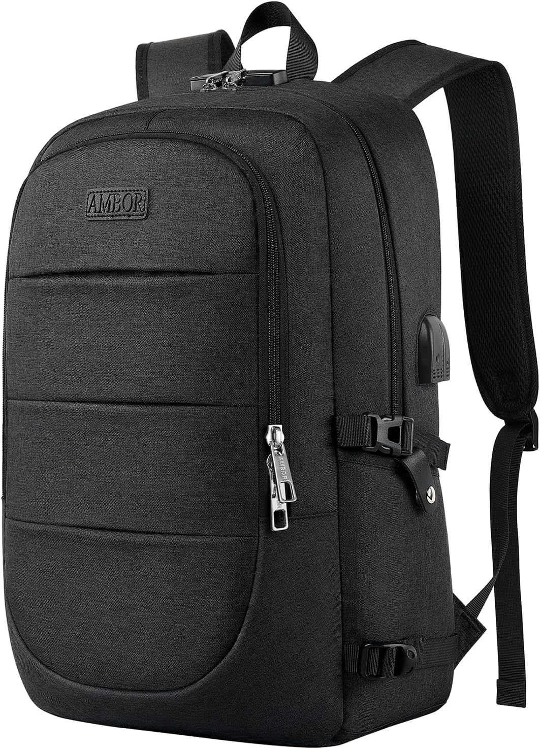 Sac à Dos Ordinateur Portable, Sac a Dos Grande Capacité Homme Femme Imperméable 17.3 Pouces avec USB Charging Port Sac a Dos PC Portable pour Loisir Noir 17.3inch Noir