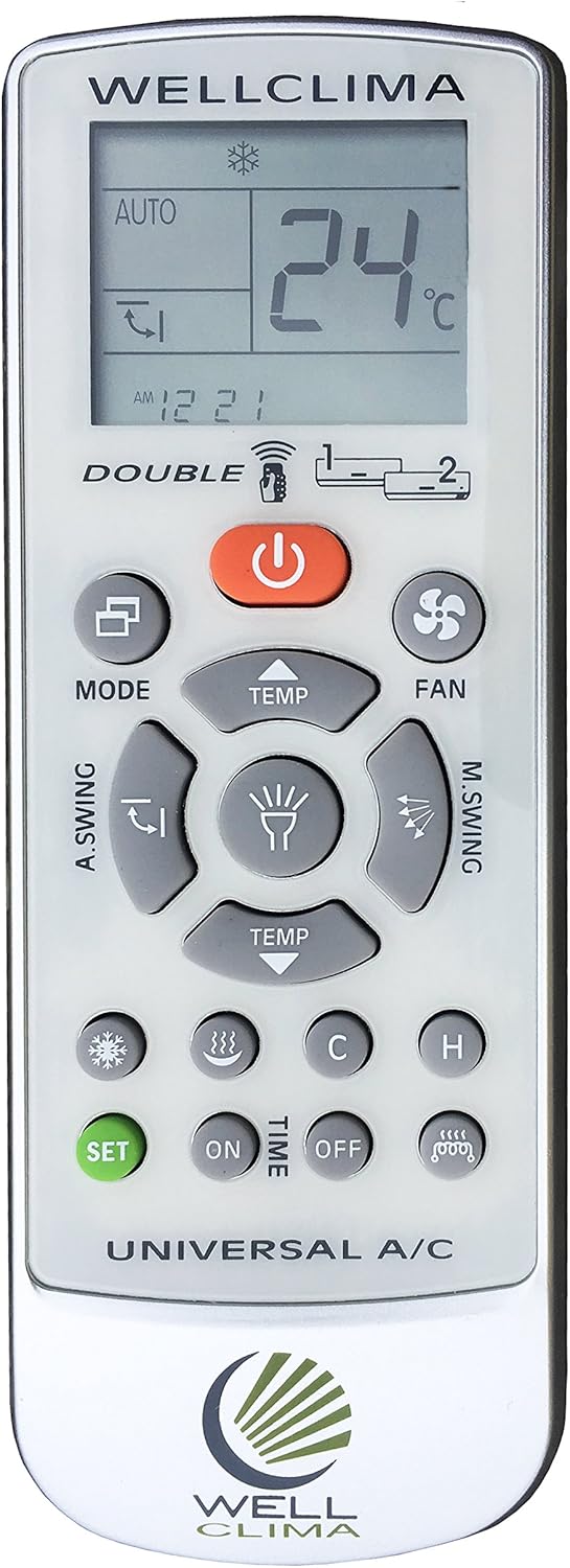 Wellclima Double E.S – Télécommande Universelle pour Climatiseur et Air Conditionné Compatible avec 500+ Marques, Limite de Température, Support Wellclima, Emballage Écologique