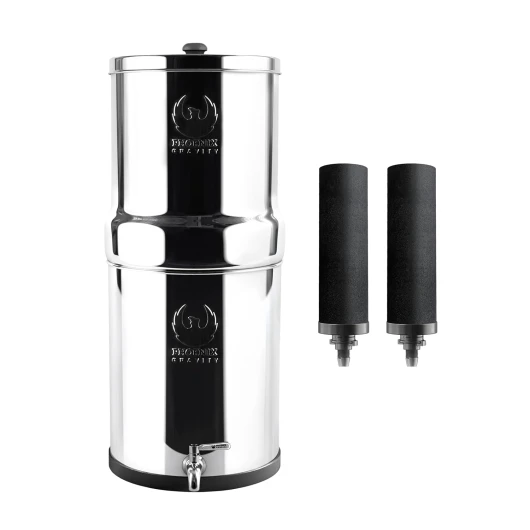 Système de filtre à eau de comptoir en acier inoxydable AISI 304 certifié NSF de 6 litres avec 2 cartouches Smart Carbon (noires), robinet en acier inoxydable gratuit filtre à eau de 6 litres