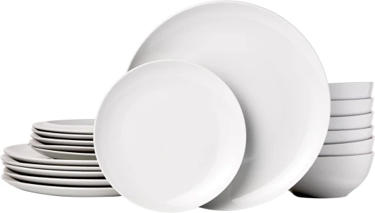 Service de table 18 pièces , Porcelaine blanche coupée, pour 6 personnes