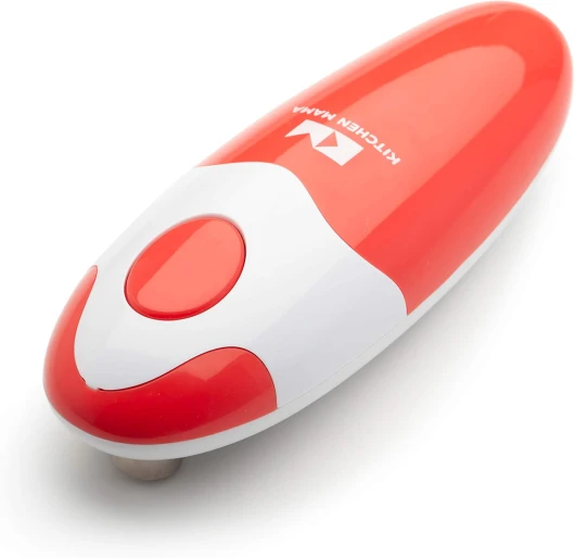 Auto Ouvre-boîte électrique automatique : ouvrez vos boîtes de conserve/canettes d’une simple pression sur un bouton - Automatique, mains libres, bord lisse (Rouge)