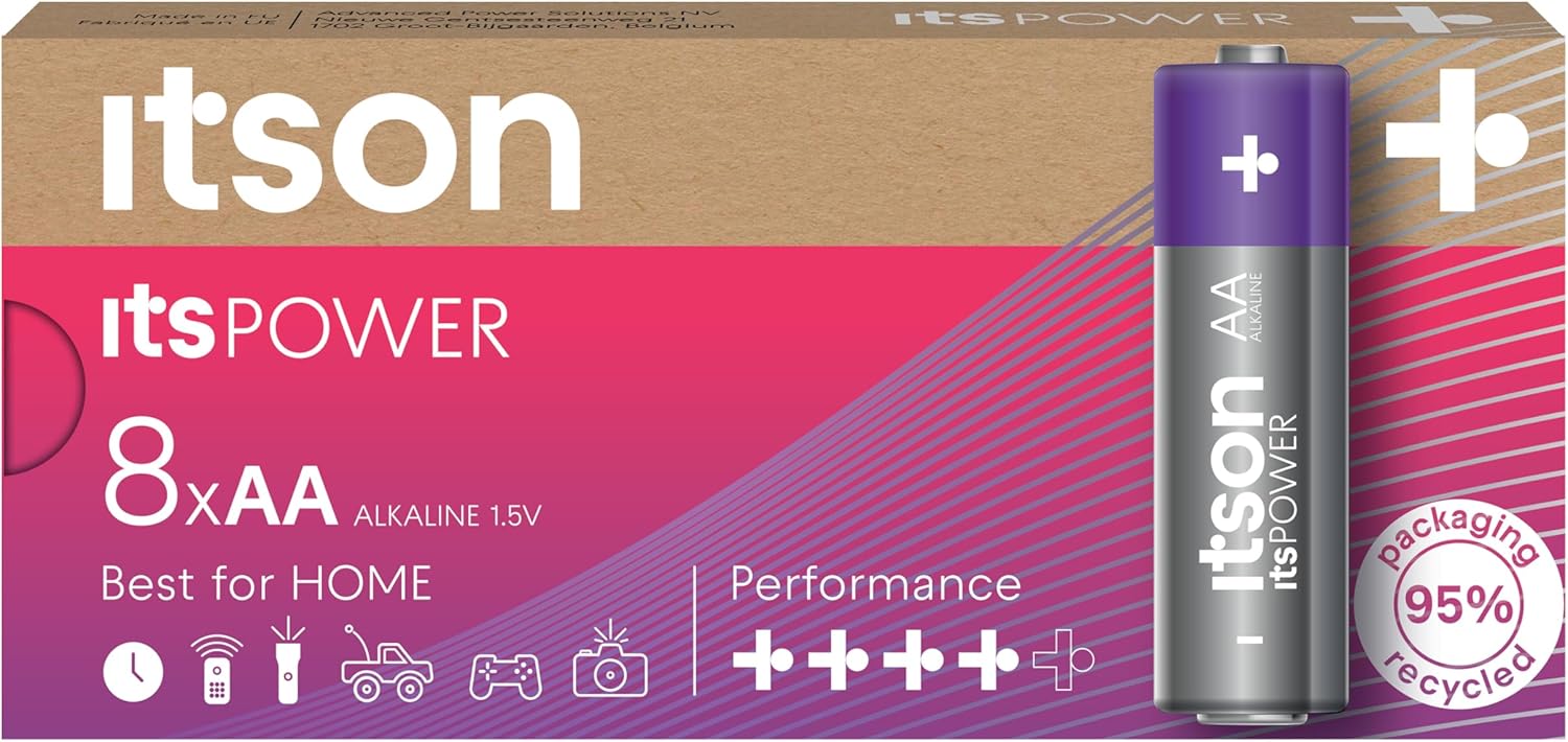 Blister de 8 Piles Alcalines LR6/AA 1,5V ItsPOWER AA 8 unité (Lot de 1)