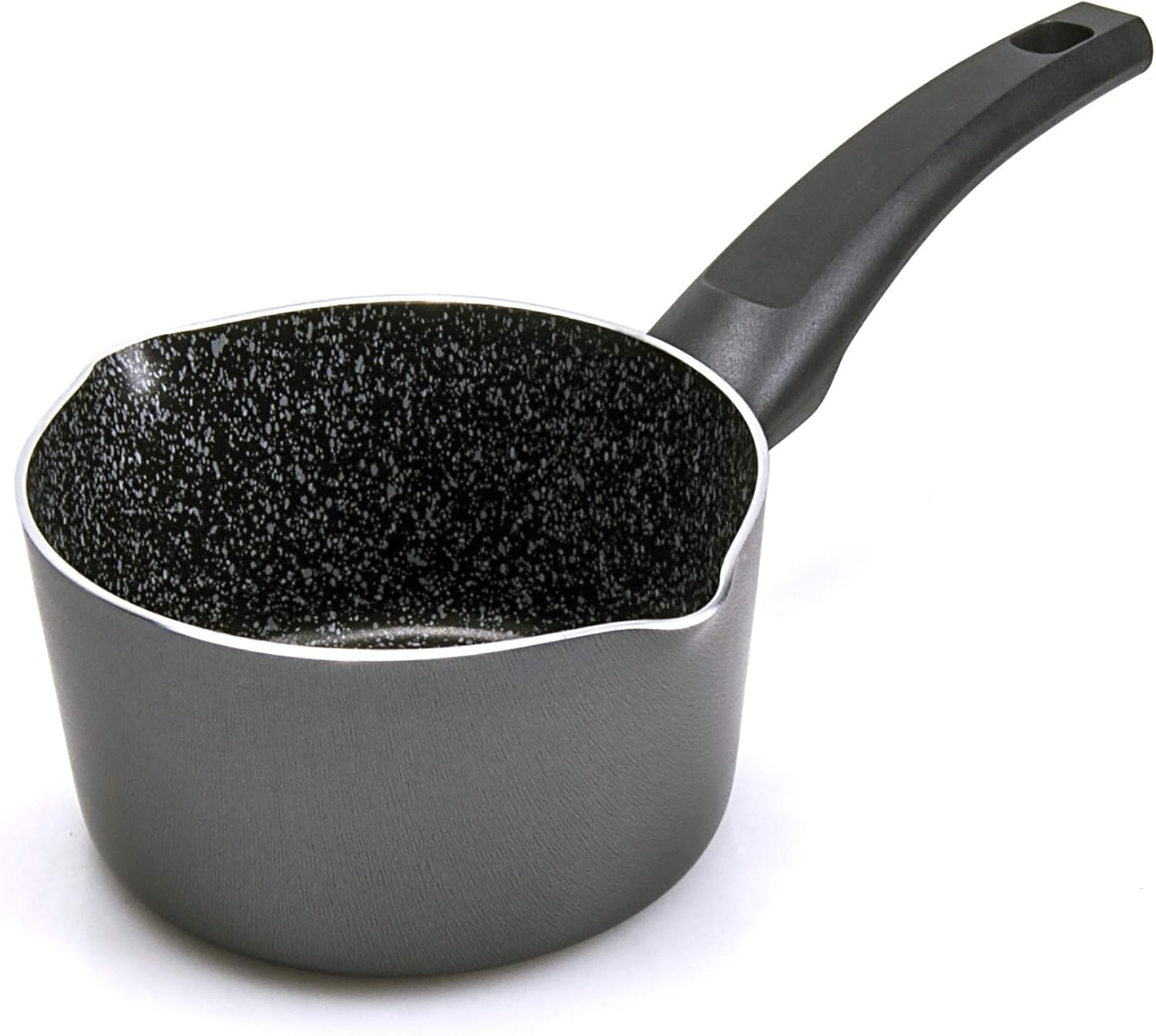 Tradizione Italia Casserole avec Bec Verseur, Effet Pierre, Revêtement Antiadhésif et Anti-Rayures, Compatible Lave-Vaisselle, 14 cm Single