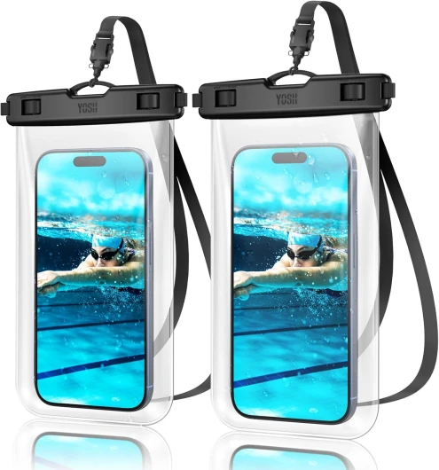 Pochette Étanche Smartphone [Conception sans Bordure][Lot de 2], IPX8 Pochette Telephone Portable Etanche, Protege Telephone Eau pour iPhone 16 15 14 Pro Max Samsung S25 S24 Ultra Jusqu'a 7,2" A-Cristal Clair