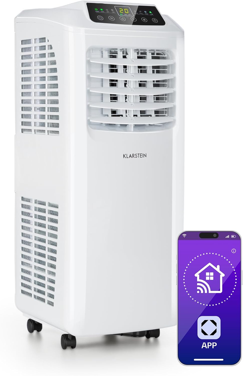 Climatiseur Mobile Silencieux, Smart Climatiseur 3 en 1, Mode Nuit, Déshumidificateur, Ventilateur, Mini Climatisation à Faible Conso, Evacuation, Clim Portable, 9000 BTU, Climatiseurs Blanc Smart - 9000BTU