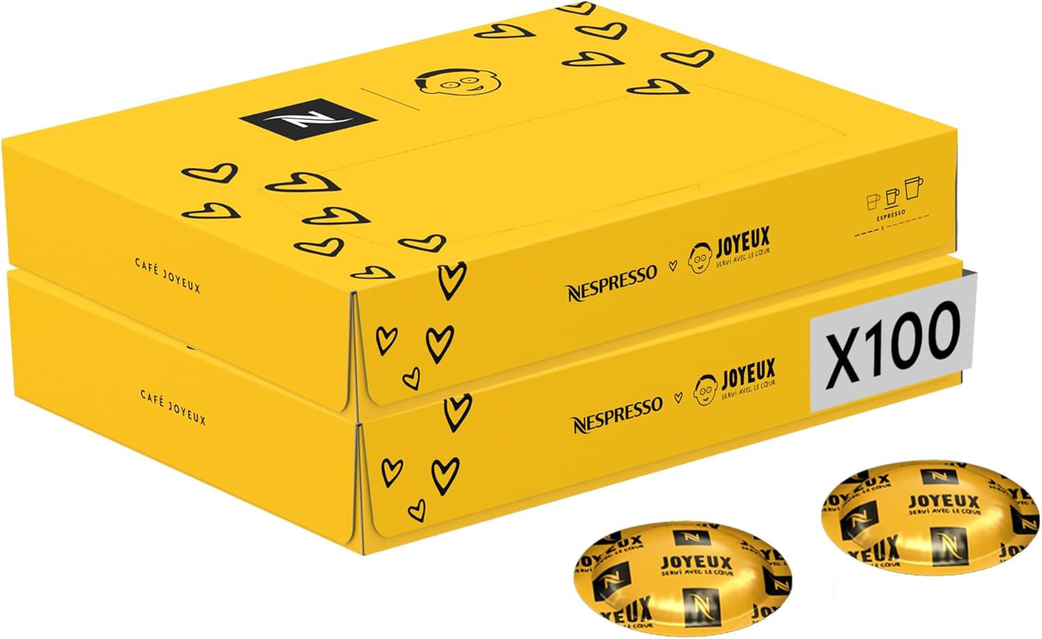Professionnel pour Café Joyeux - 100 capsules (2 boîtes de 50) - Adapté aux professionnels