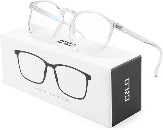 CNLO Lunettes de Lumière Bleue Lunettes Ordinateur Protection Radiation Lunettes Gaming Protection UV Anti-fatigue oculaire Lentille Cadre Léger Homme Femme Transparent