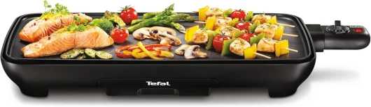 Téfal Malaga Plancha électrique Chauffe rapide 2000 W Thermostat réblable Large surface de cuisson 6 à 8 personnes Revêtement antiadhésifThermo-Spot Bac à jus Compatible lave vaisselle NoirCB501812 2000W 1 Zone