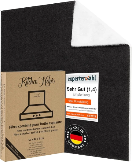 ® Filtre hotte cuisine, CHARBON ACTIF & FILTRE PLAT, pour decouper, filtre graisse hotte 1 Pièce